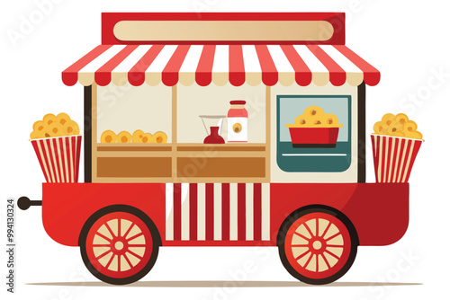 Popcorn food car vector illustration isolated on a white background