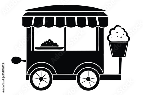 Popcorn food car vector silhouette line art style