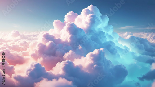 Vibrant Cumulus Clouds Over a Blue Sky