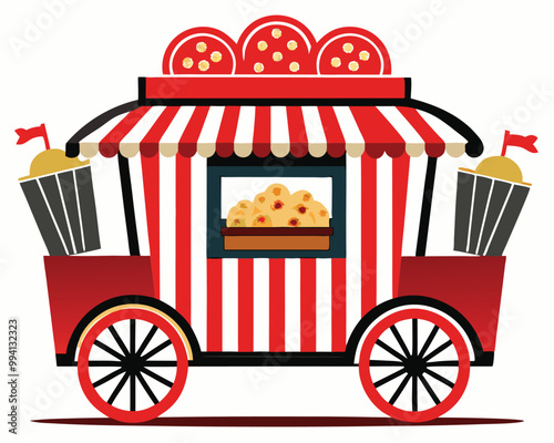 Popcorn food car vector