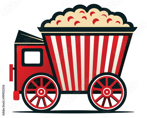 Popcorn food car vector