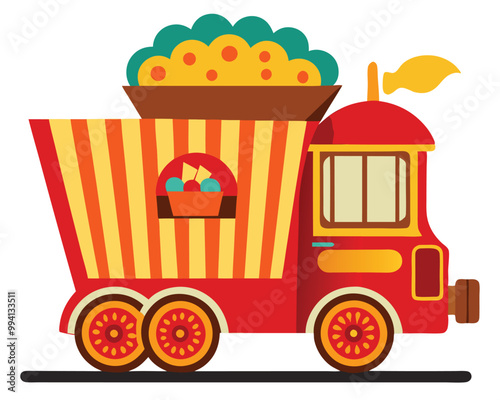 Popcorn food car vector