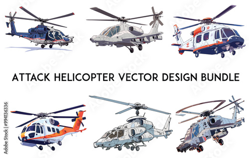 Obraz na płótnie Attack helicopter vector design bundle, The Fighter Attack helicopter, w salonie