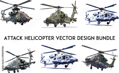 Attack helicopter vector design bundle, The Fighter Attack helicopter,