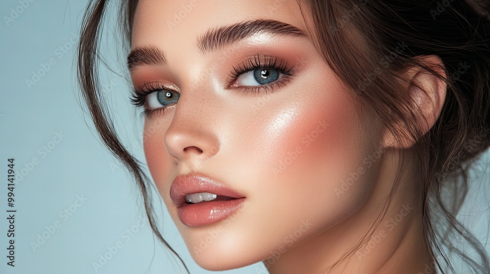 closeup portrait of a sensual model looking at camera, concept of beauty, skincare and cosmetics closeup portrait of a sensual model looking at camera, concept of beauty, skincare and cosmetics