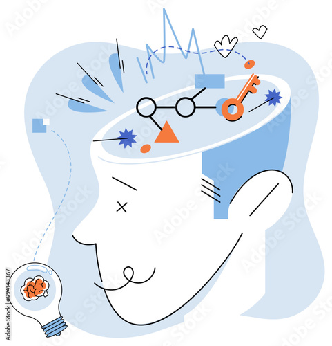 Mindset. Vector illustration. Achieving success requires growth mindset and commitment to lifelong learning The mindset concept encourages us to challenge our beliefs and explore new possibilities