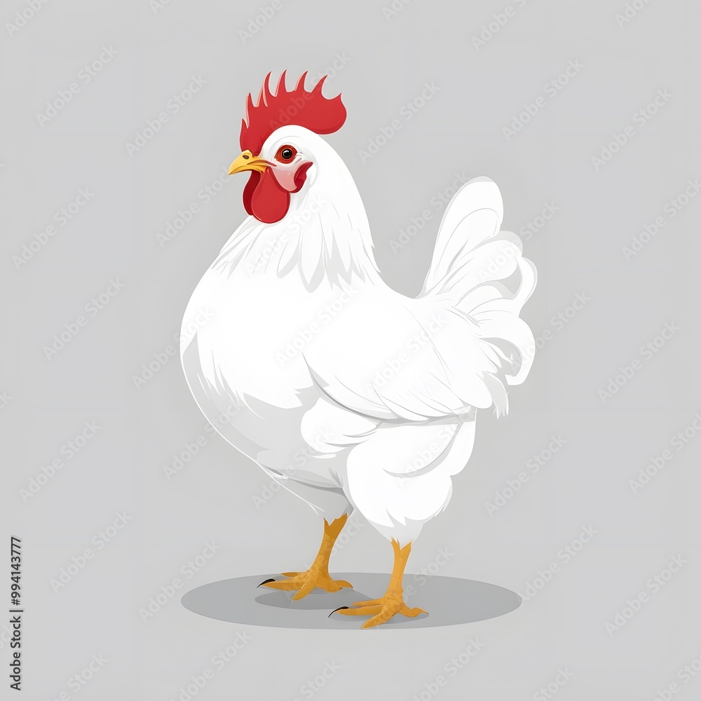 Fototapeta premium Adorable Cartoon Hen Illustration – Vector Art on White Background