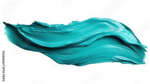 Abstract teal blue paint stroke on black background. Creative, artistic, and modern design element.