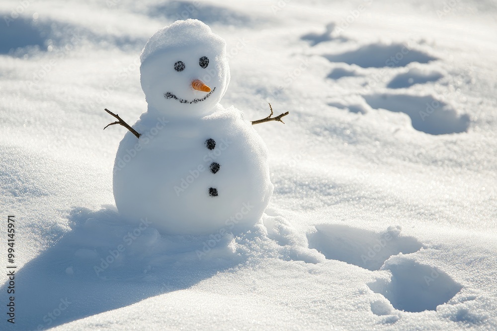 A Snowman With A Carrot Nose Standing In The Snow A Snowman With A Carrot Nose Standing In The Snow