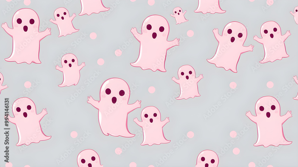 Pink cute halloween ghost seamless pattern repeat print background. Vector illustration. Great for kids and home decor projects. Surface pattern design. Generative AI Pink cute halloween ghost seamless pattern repeat print background. Vector illustration. Great for kids and home decor projects. Surface pattern design. Generative AI