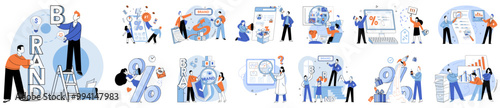 Brand vector illustration. Strategy, architects blueprint, designs foundation for resilient brand structure Marketing, herald, amplifies brands voice, reaching hearts far and wide Business, ecosystem