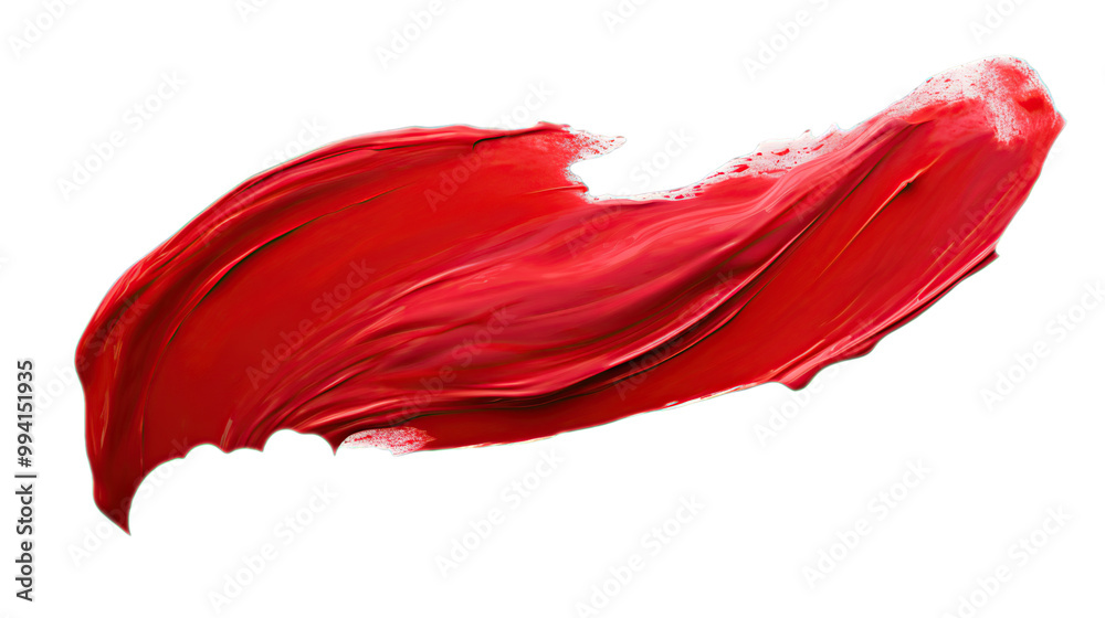 Abstract red paint stroke on black background, design element