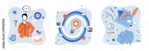 Positive thinking. Vector illustration. Embracing positivity empowers us to overcome adversity The thought success motivates us to strive for excellence Happiness springs from foundation positive