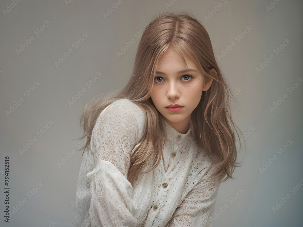 Portrait of a young shy girl with blonde hair Portrait of a young shy girl with blonde hair