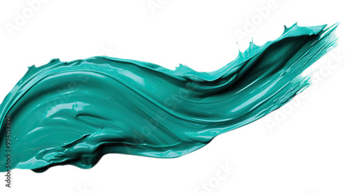 Abstract Turquoise Paint Swirl on Black Background