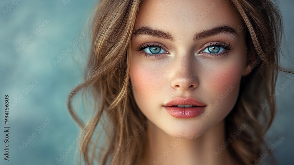 Naklejka premium closeup portrait of a sensual blond female model looking at camera, concept of beauty, skincare and cosmetics