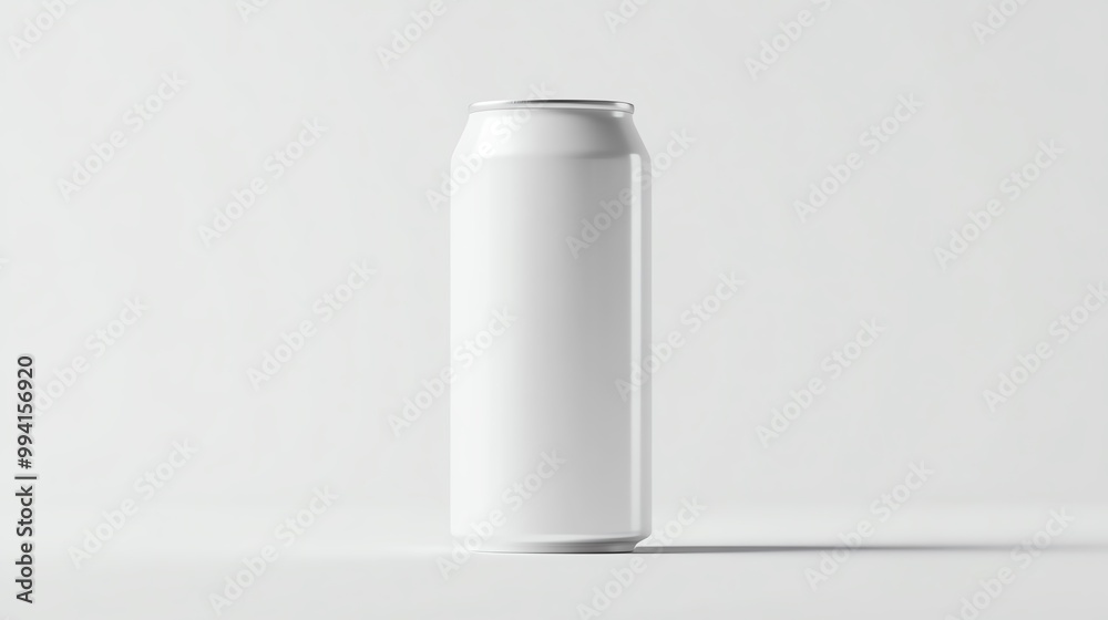 Minimalistic design of a blank white can on a clean surface, ideal for branding and product mockups. Minimalistic design of a blank white can on a clean surface, ideal for branding and product mockups.
