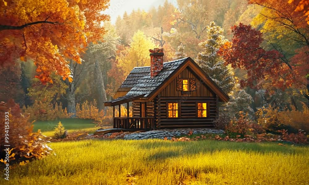 Cozy Cabin in the Autumn Woods Cozy Cabin in the Autumn Woods