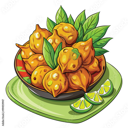 Vegetable pakoras vector illustration isolated on a white background