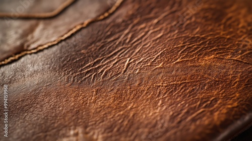 Close-up of worn leather wallet texture photo