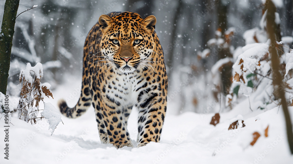 Majestic Leopard in Winter Wonderland Majestic Leopard in Winter Wonderland
