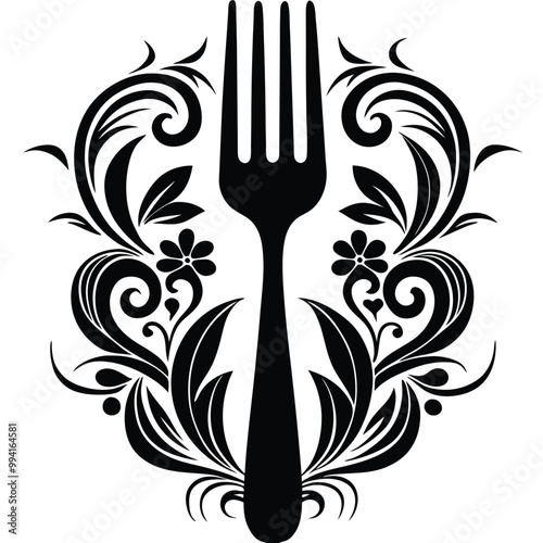 Wooden fork Vector silhouette