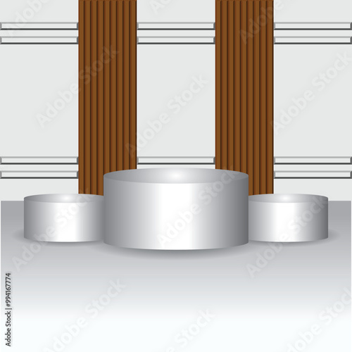 modern studio with podium and wooden paneling background vector illustration design. Eps 10