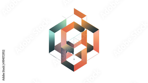 illustrations of a logo for a modular house factory, a stylisized cubic symbol, transparent background, png file, Generative AI illustrations. 