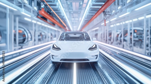 Wallpaper Mural Futuristic electric car in a high-tech manufacturing environment. Torontodigital.ca