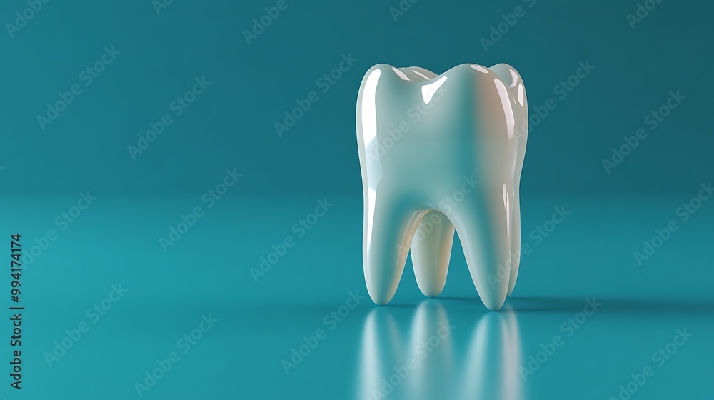 Isolated White Tooth Model on Blue Background - Dental Health Concept Isolated White Tooth Model on Blue Background - Dental Health Concept