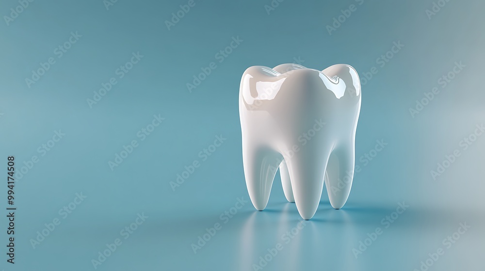 Isolated White Tooth Model on Blue Background - Dental Health Concept Isolated White Tooth Model on Blue Background - Dental Health Concept