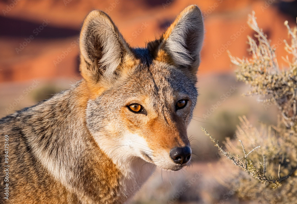 Portrait of a coyote in the desert Portrait of a coyote in the desert