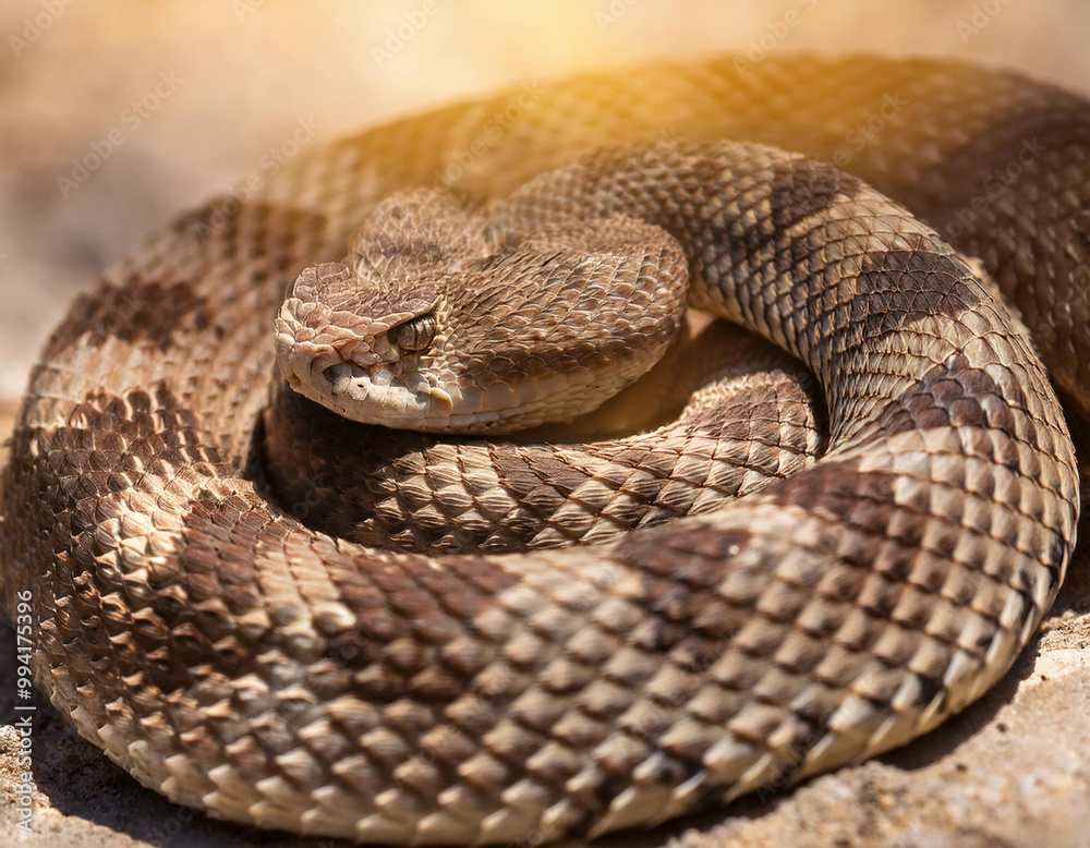 Close up of a rattle snake in the desert Close up of a rattle snake in the desert