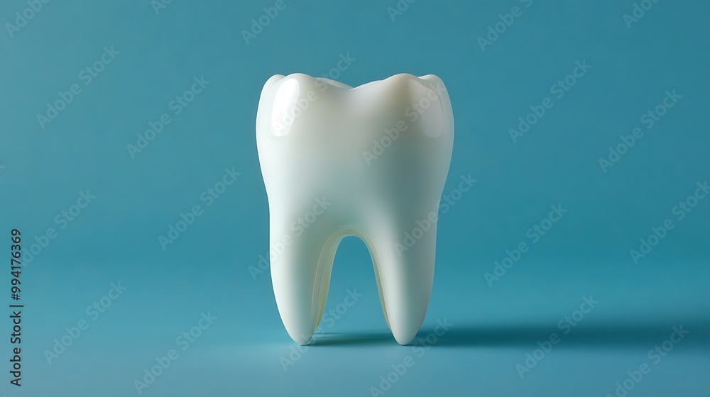 Isolated White Tooth Model on Blue Background - Dental Health Concept Isolated White Tooth Model on Blue Background - Dental Health Concept