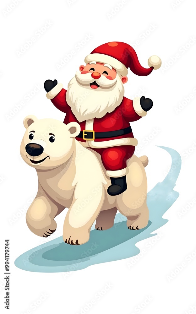 santa claus and polar bear cartoon