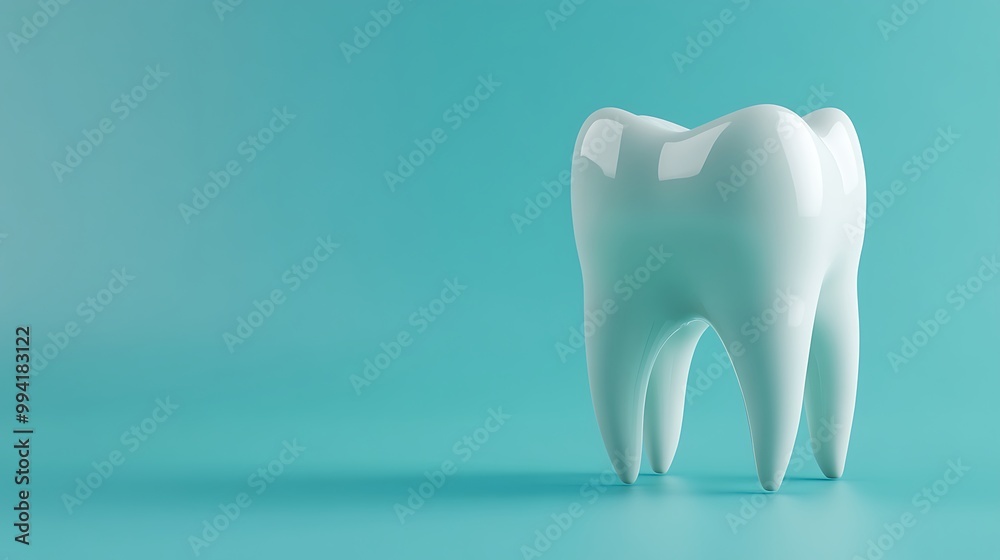 Isolated White Tooth Model on Blue Background - Dental Health Concept Isolated White Tooth Model on Blue Background - Dental Health Concept