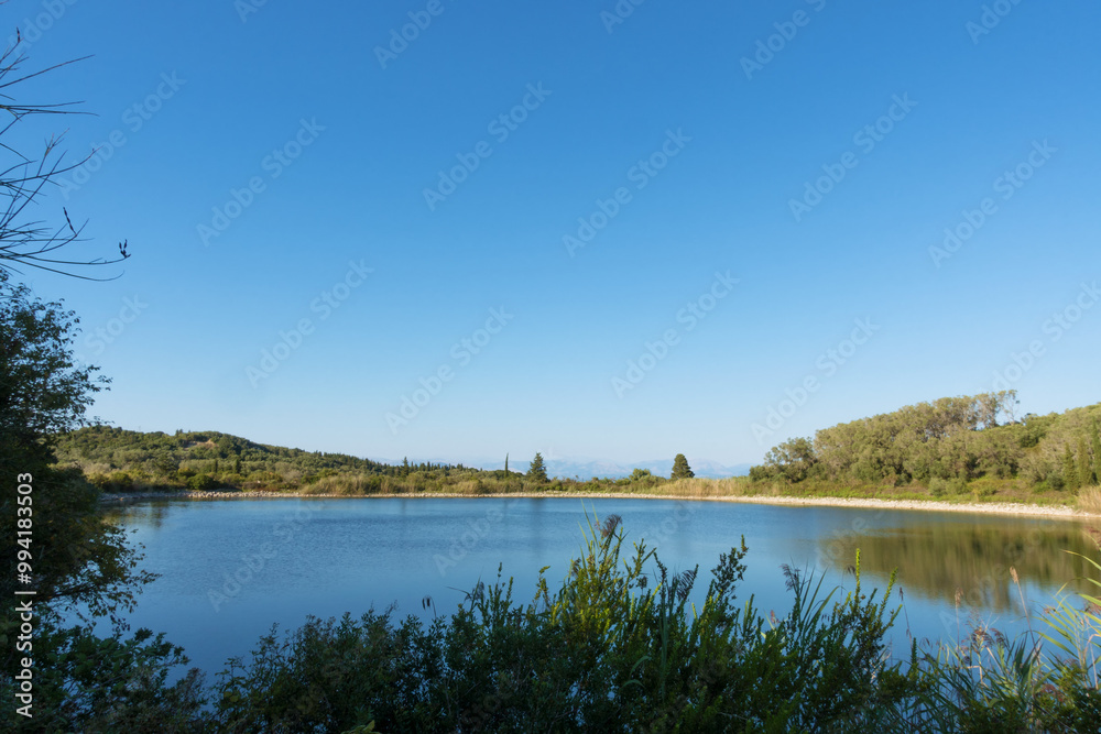 Beautiful scenery by the artificial lake near Kavos, in the south of Corfu, Greece Beautiful scenery by the artificial lake near Kavos, in the south of Corfu, Greece