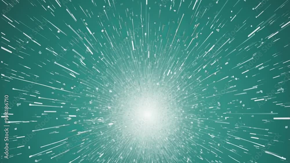 Abstract teal green explosion background, digital light burst with copy space