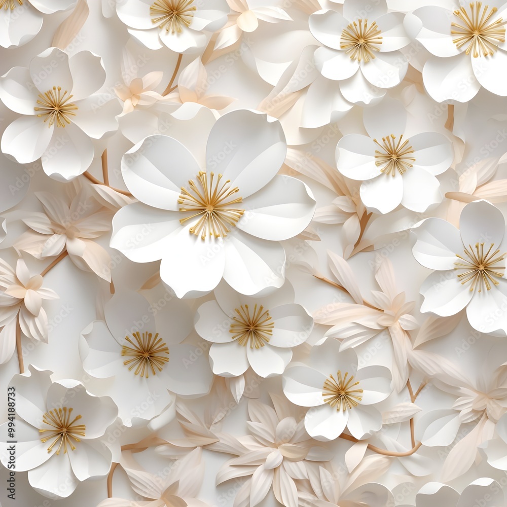 background with flowers with white backround generative AI