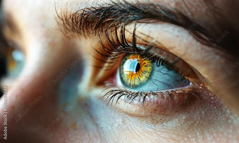 A woman's eye is open and has a bright green color Video A woman's eye is open and has a bright green color Video