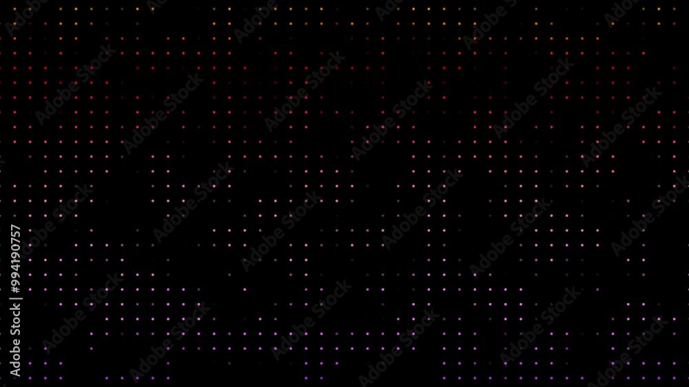 Digitally generated abstract pixelated or dotted blinking light on the dark background. concert lights, lamps. Glittering spangle curtain background