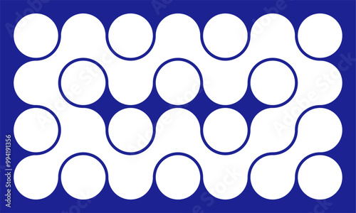 Modern composition based on blue circles. Vector illustration of a mechanism with a chain and gears
