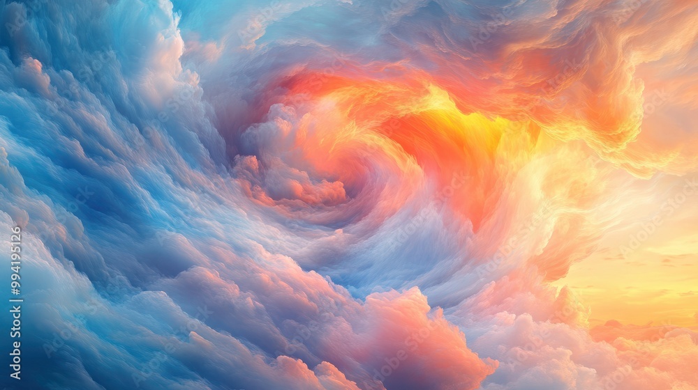Colorful swirling dreams. Cloud background with abstract movement. Vision of beauty and imagination. Sky full of wonder and fantasy Ai generated image