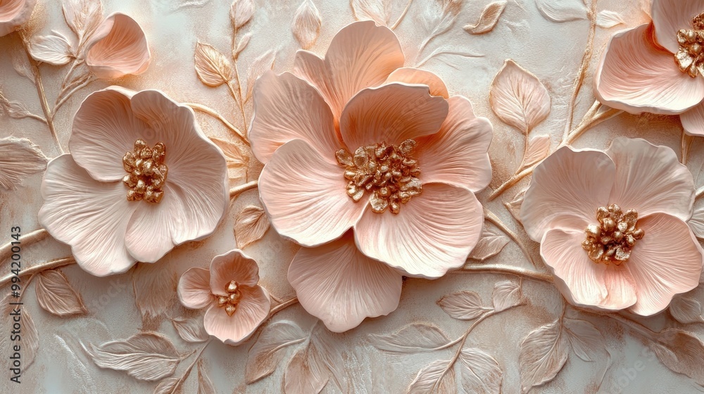 Rose gold stucco relief featuring classic petals