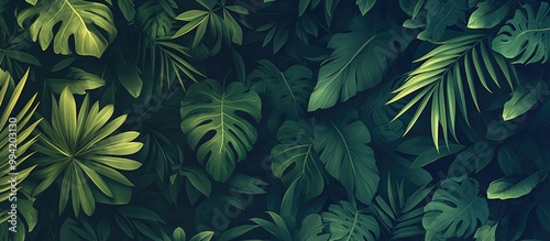 Wallpaper Mural Tropical leaves wallpaper design featuring 3D illustrations suitable for digital printing Torontodigital.ca