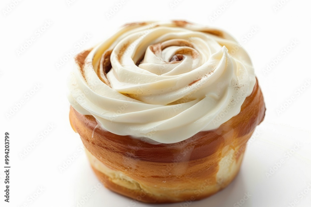 white cream cinnamon roll isolated on white, cut-out, png, clipping path, MZ white cream cinnamon roll isolated on white, cut-out, png, clipping path, MZ
