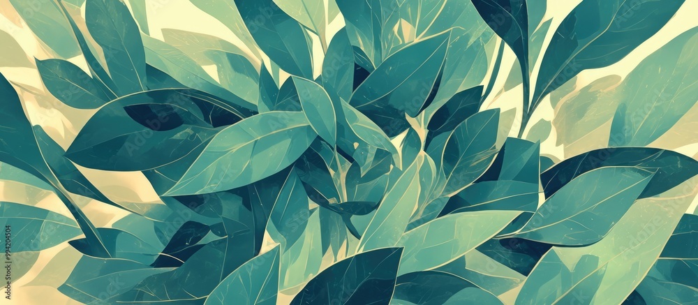 Abstract painting of green sage leaves with fresh tones Selective focus on macro details Flat lay composition showcasing natural beauty Abstract painting of green sage leaves with fresh tones Selective focus on macro details Flat lay composition showcasing natural beauty