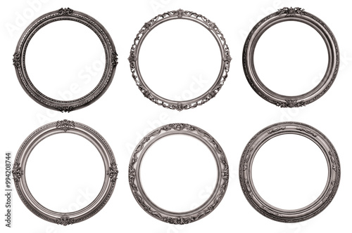 Set of round silver frames, cut out