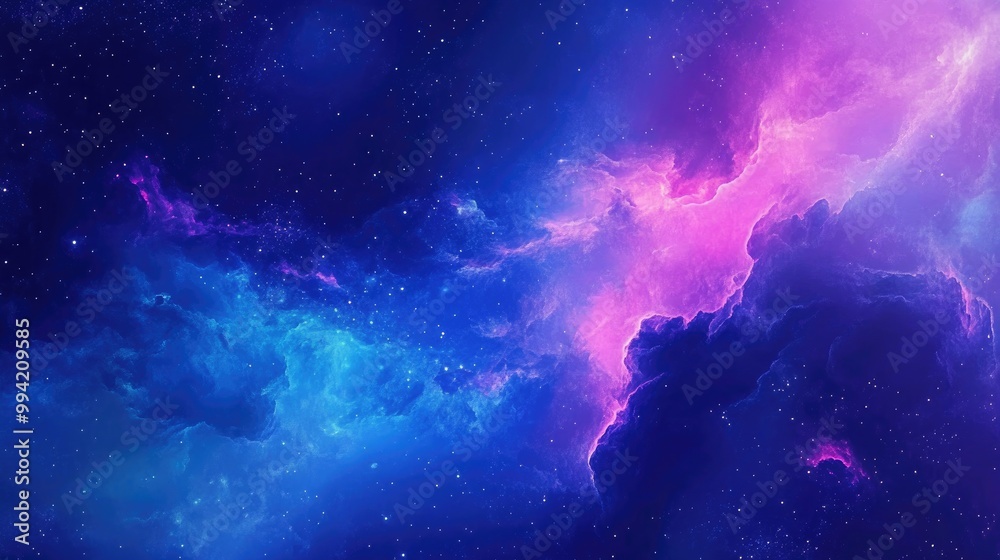 Obraz premium Vibrant abstract illustration featuring a dreamy space fantasy theme Deep azure tones with blurred textures create an imaginative celestial backdrop Colorful cosmic abstraction