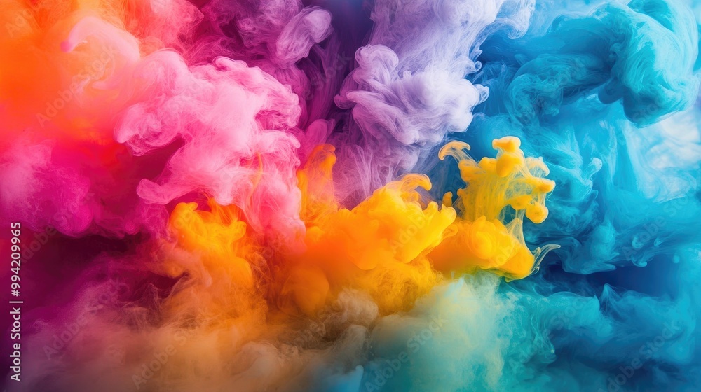 Vibrant dispersion of ink creating an explosion effect against a colorful kaleidoscopic backdrop Vibrant dispersion of ink creating an explosion effect against a colorful kaleidoscopic backdrop